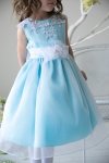 Pink Lace Accented Bodice with Organza Flower Girl Dress